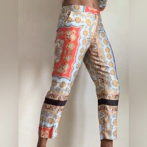 Zara Multicolor Baroque Print Straight Leg Pants